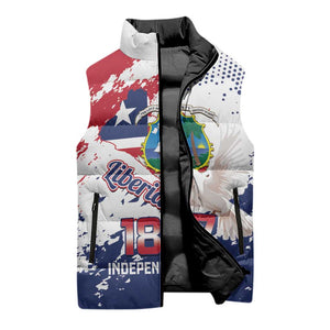 Liberia 1847 Independence Day Sleeveless Puffer Jacket Coat Of Arms Grunge Style