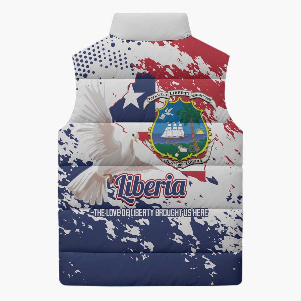 Liberia 1847 Independence Day Sleeveless Puffer Jacket Coat Of Arms Grunge Style
