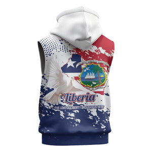 Afro Liberia 1847 Independence Day Sleeveless Zip Hoodie Coat Of Arms Grunge Style - African Pride