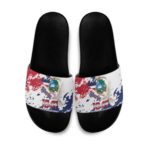 Liberia 1847 Independence Day Slide Sandals Coat Of Arms Grunge Style