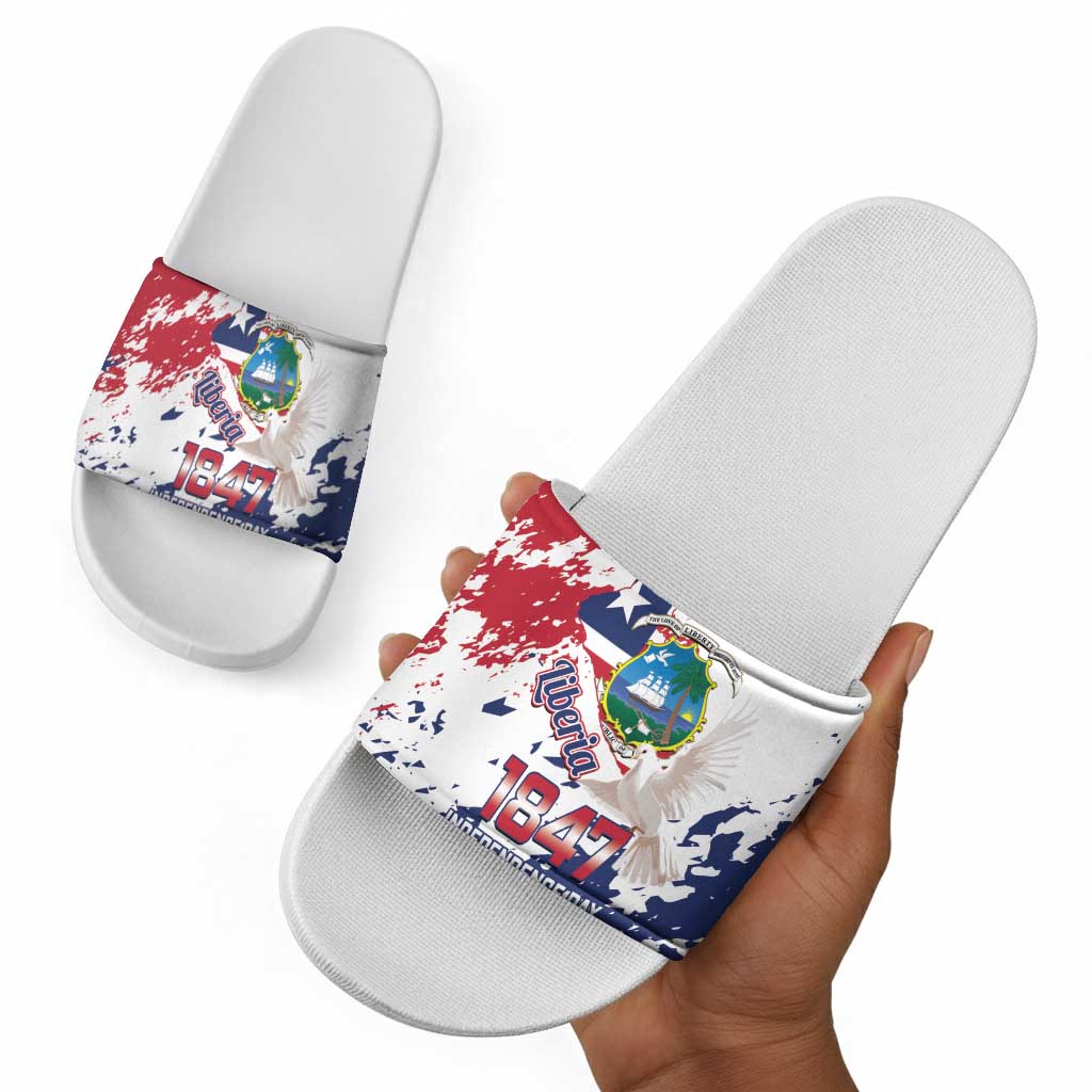 Liberia 1847 Independence Day Slide Sandals Coat Of Arms Grunge Style