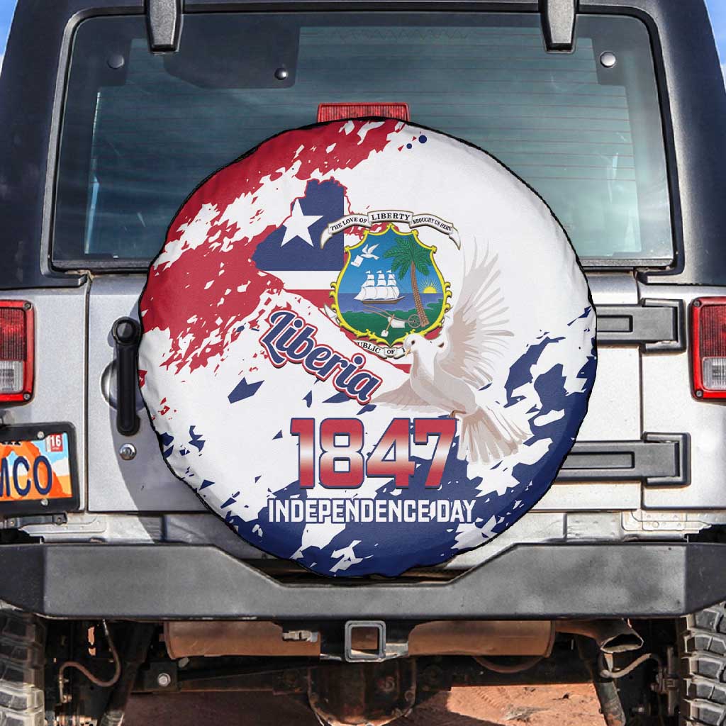 Afro Liberia 1847 Independence Day Spare Tire Cover Coat Of Arms Grunge Style