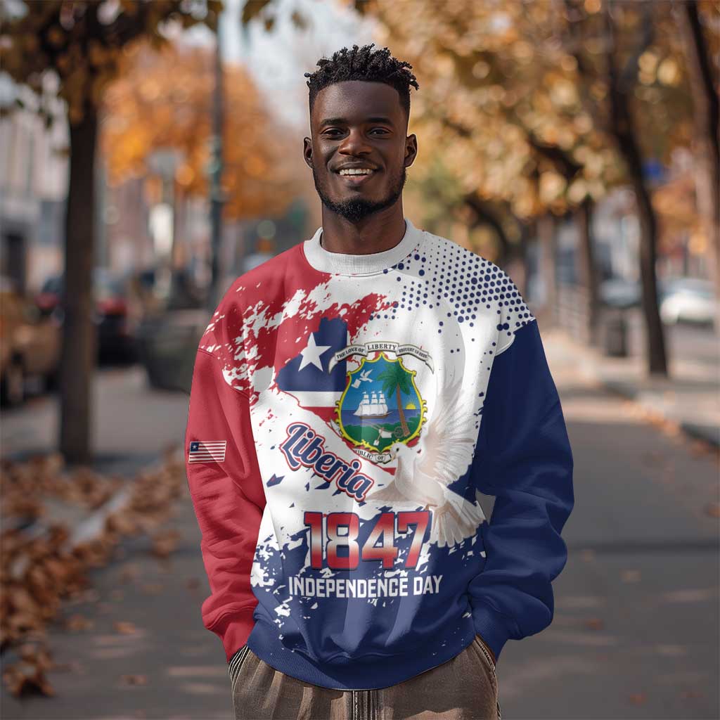 Afro Liberia 1847 Independence Day Sweatshirt Coat Of Arms Grunge Style