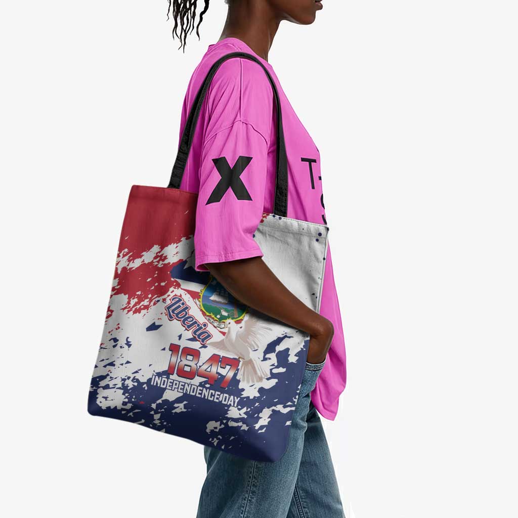 Liberia 1847 Independence Day Tote Bag Coat Of Arms Grunge Style