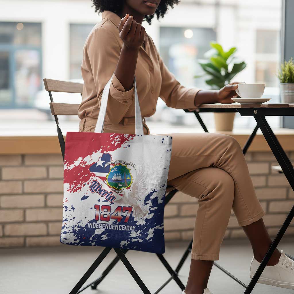 Liberia 1847 Independence Day Tote Bag Coat Of Arms Grunge Style