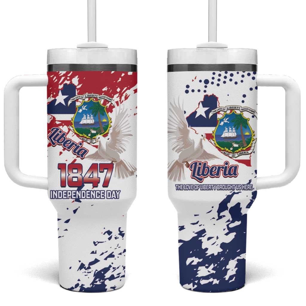 Afro Liberia 1847 Independence Day Tumbler With Handle Coat Of Arms Grunge Style