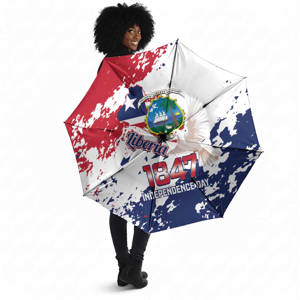 Liberia 1847 Independence Day Umbrella Coat Of Arms Grunge Style