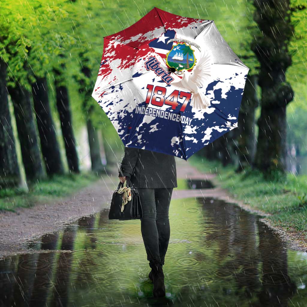 Liberia 1847 Independence Day Umbrella Coat Of Arms Grunge Style