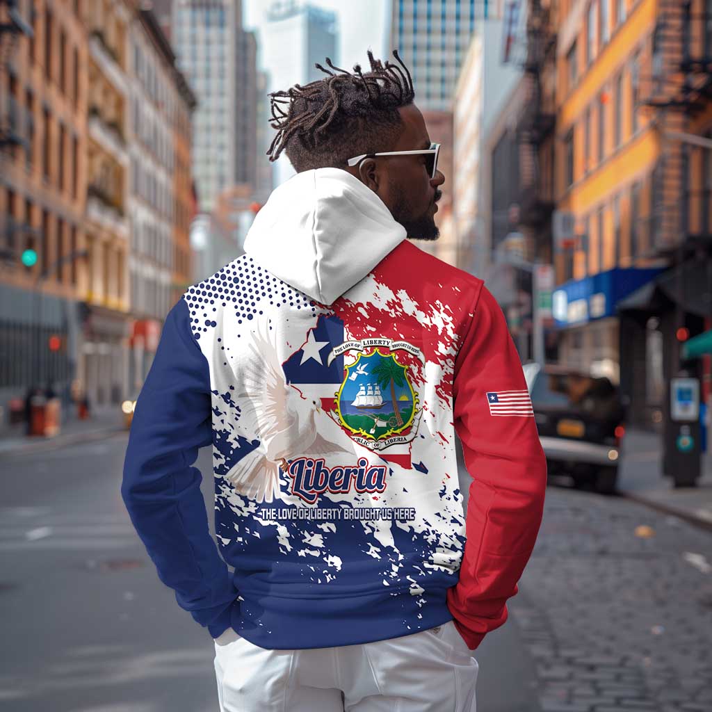 Afro Liberia 1847 Independence Day Zip Hoodie Coat Of Arms Grunge Style