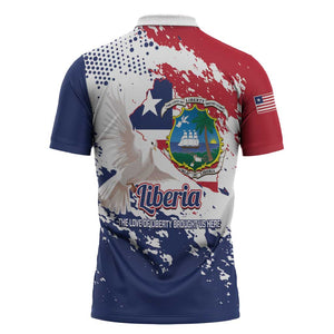 Liberia 1847 Independence Day Zipper Polo Shirt Coat Of Arms Grunge Style