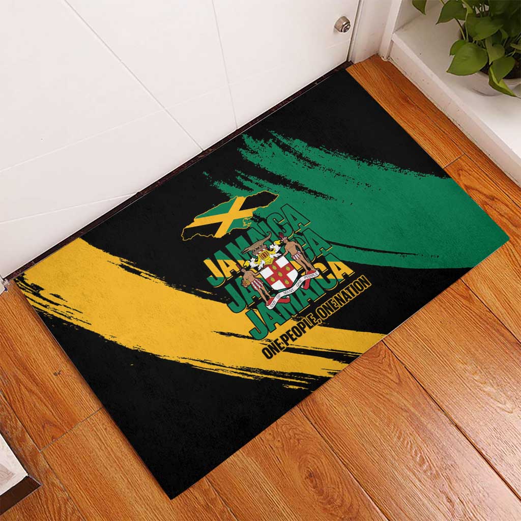 Jumieka Independence Day Rubber Doormat Jamaica One People, One Nation