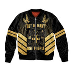 Jumieka Independence Day Bomber Jacket Out Of Many, One People Gold Color