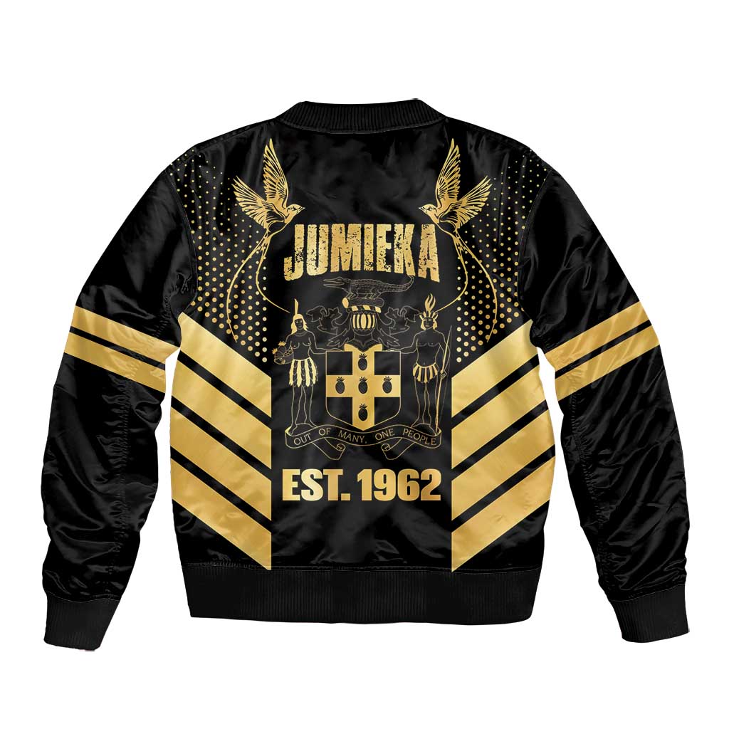 Jumieka Independence Day Bomber Jacket Out Of Many, One People Gold Color