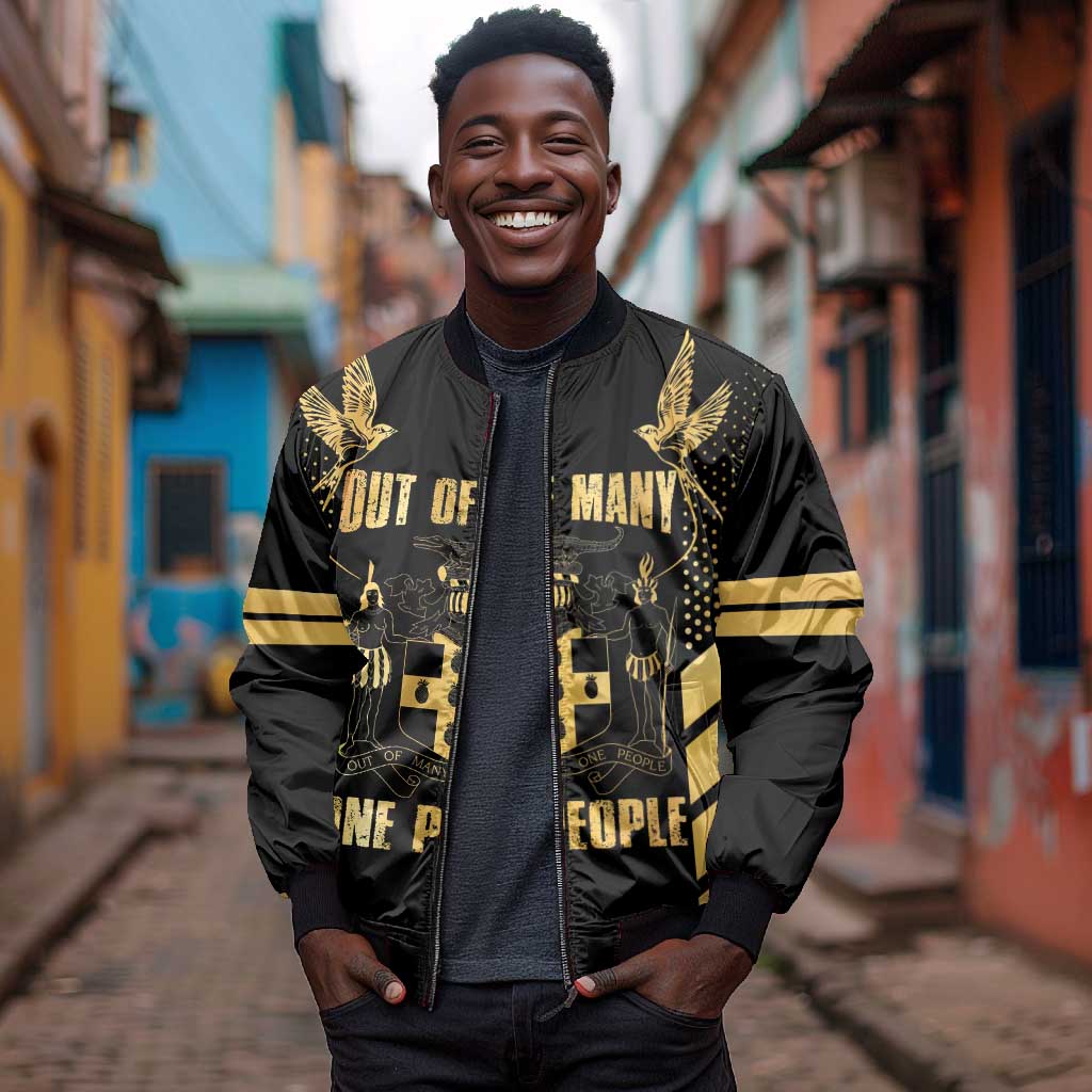 Jumieka Independence Day Bomber Jacket Out Of Many, One People Gold Color