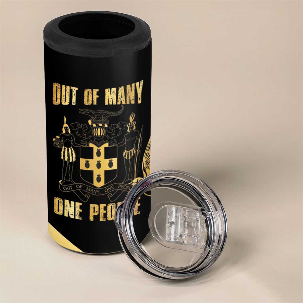 Jumieka Independence Day 4 in 1 Can Cooler Tumbler Out Of Many, One People Gold Color