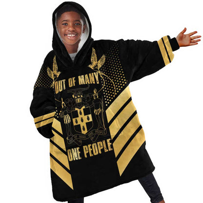 Jumieka Independence Day Kid Wearable Blanket Hoodie Out Of Many, One People Gold Color