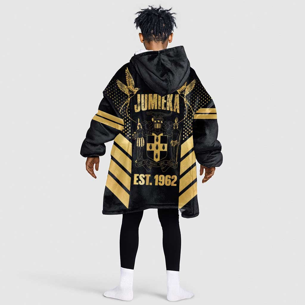 Jumieka Independence Day Kid Wearable Blanket Hoodie Out Of Many, One People Gold Color