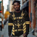 Jumieka Independence Day Long Sleeve Shirt Out Of Many, One People Gold Color