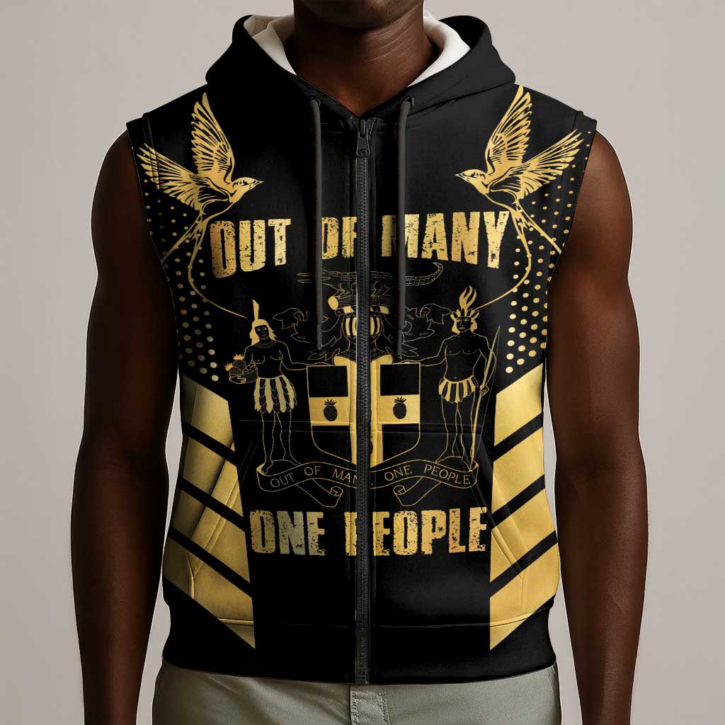 Jumieka Independence Day Sleeveless Zip Hoodie Out Of Many, One People Gold Color - African Pride
