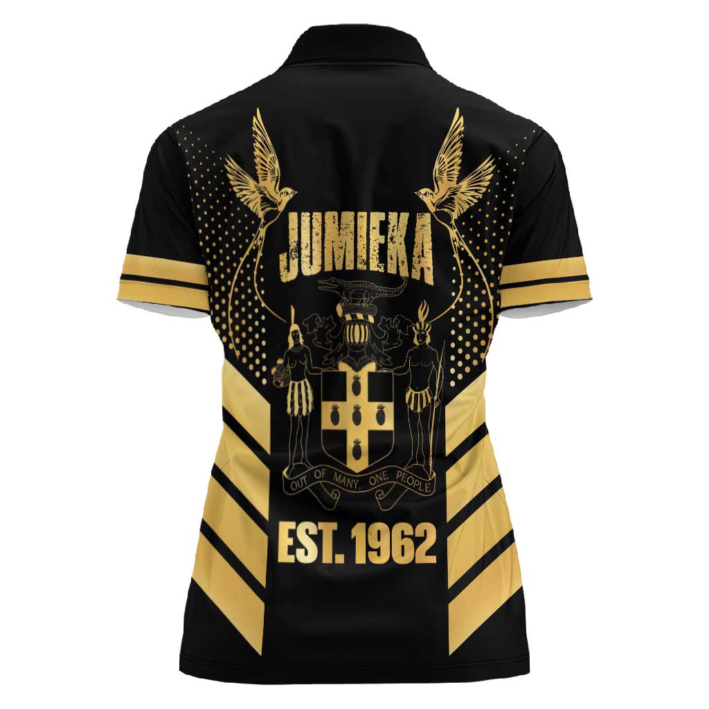 Jumieka Independence Day Women Polo Shirt Out Of Many, One People Gold Color
