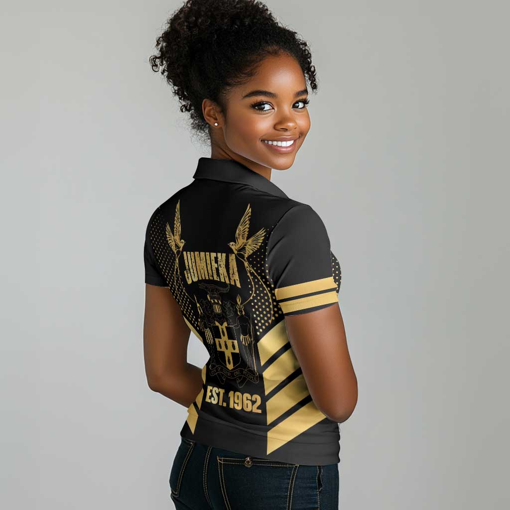 Jumieka Independence Day Women Polo Shirt Out Of Many, One People Gold Color