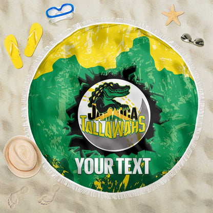 Custom Afro Jamaica Cricket Beach Blanket Go Champions Tallawahs Grunge Style