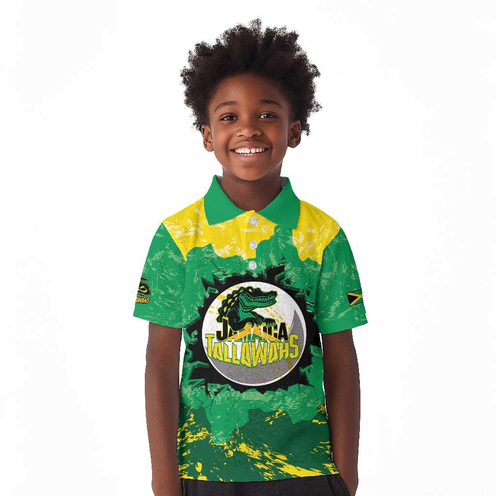 Custom Afro Jamaica Cricket Kid Polo Shirt Go Champions Tallawahs Grunge Style