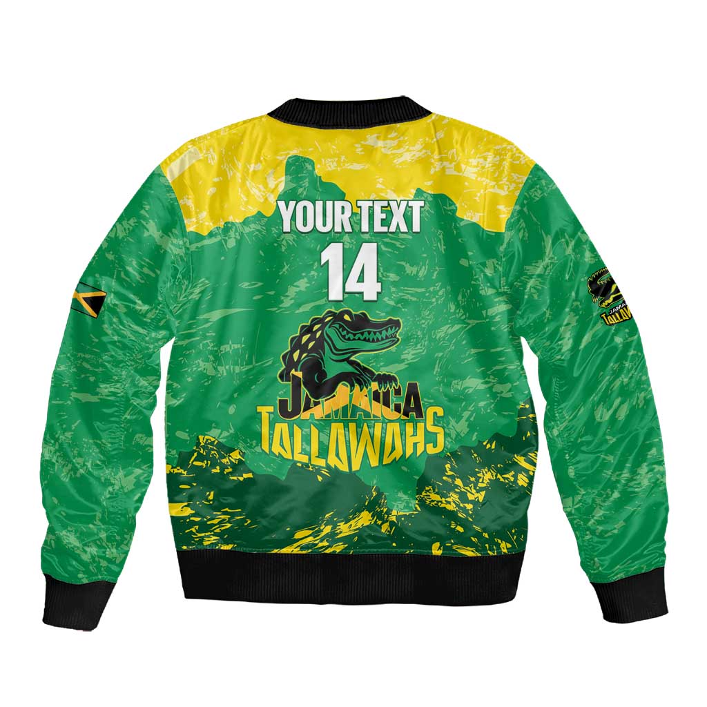 Custom Afro Jamaica Cricket Sleeve Zip Bomber Jacket Go Champions Tallawahs Grunge Style