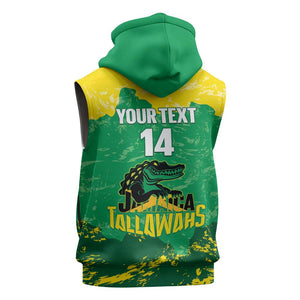 Custom Afro Jamaica Cricket Sleeveless Zip Hoodie Go Champions Tallawahs Grunge Style - African Pride