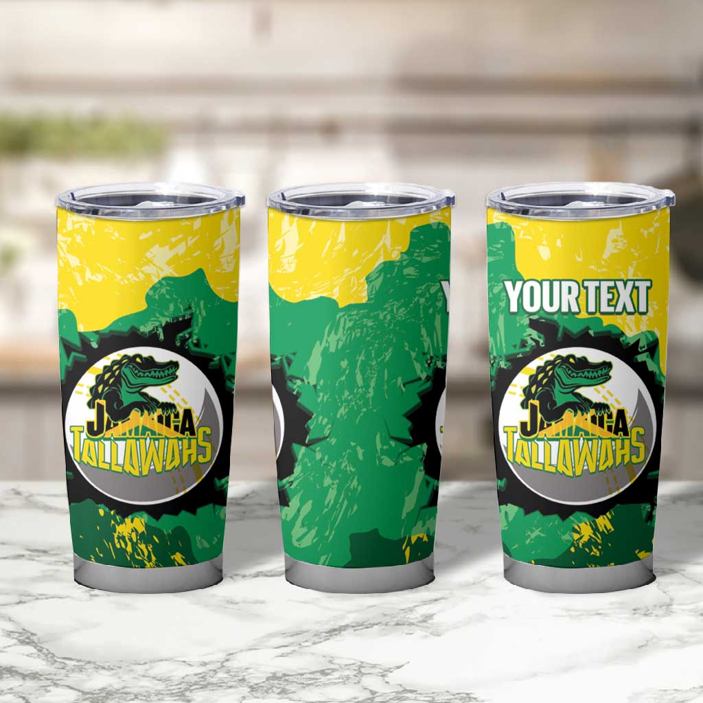 Custom Afro Jamaica Cricket Tumbler Cup Go Champions Tallawahs Grunge Style