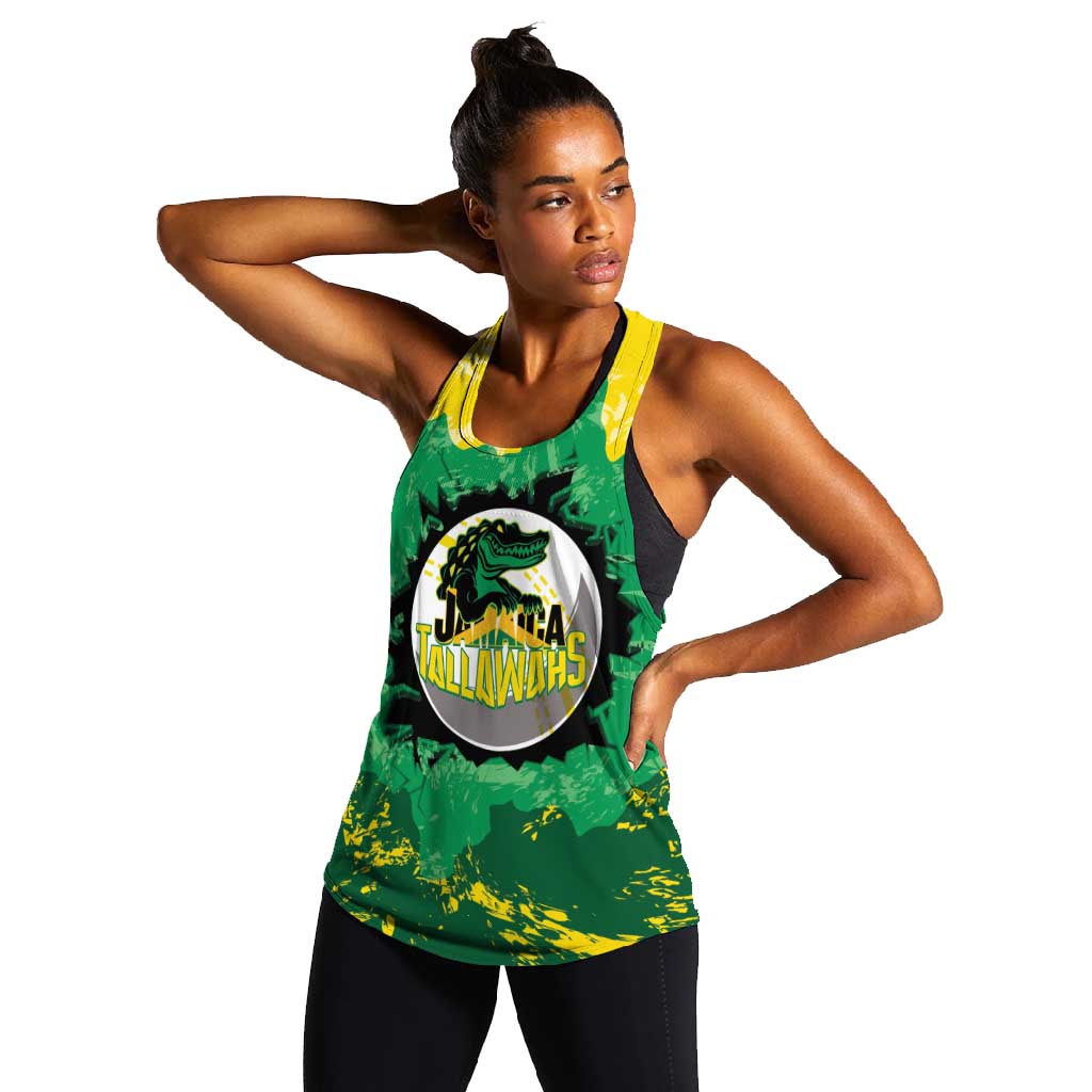 Custom Afro Jamaica Cricket Women Racerback Tank Go Champions Tallawahs Grunge Style