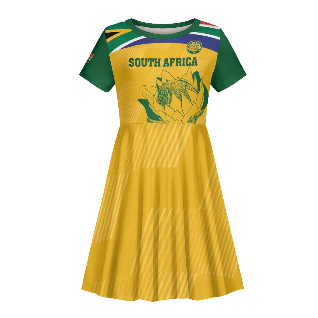 Custom South Africa Cricket Kid Short Sleeve Dress Go Champions World Cup Proteas