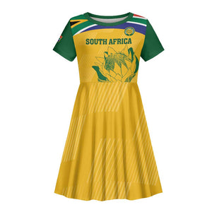 Custom South Africa Cricket Kid Short Sleeve Dress Go Champions World Cup Proteas