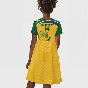 Custom South Africa Cricket Kid Short Sleeve Dress Go Champions World Cup Proteas