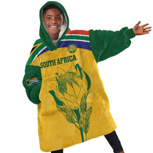 Custom South Africa Cricket KId Wearable Blanket Hoodie Go Champions World Cup Proteas