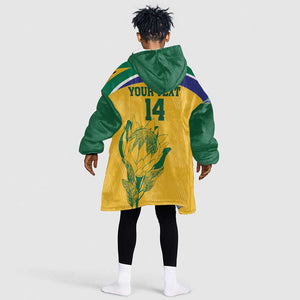 Custom South Africa Cricket KId Wearable Blanket Hoodie Go Champions World Cup Proteas