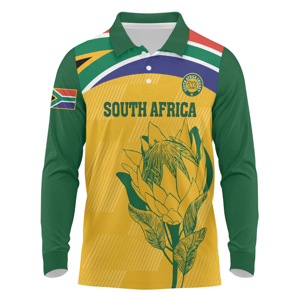 Custom South Africa Cricket Long Sleeve Polo Shirt Go Champions World Cup Proteas