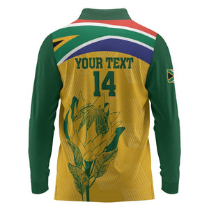 Custom South Africa Cricket Long Sleeve Polo Shirt Go Champions World Cup Proteas