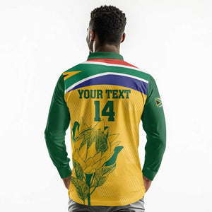 Custom South Africa Cricket Long Sleeve Polo Shirt Go Champions World Cup Proteas