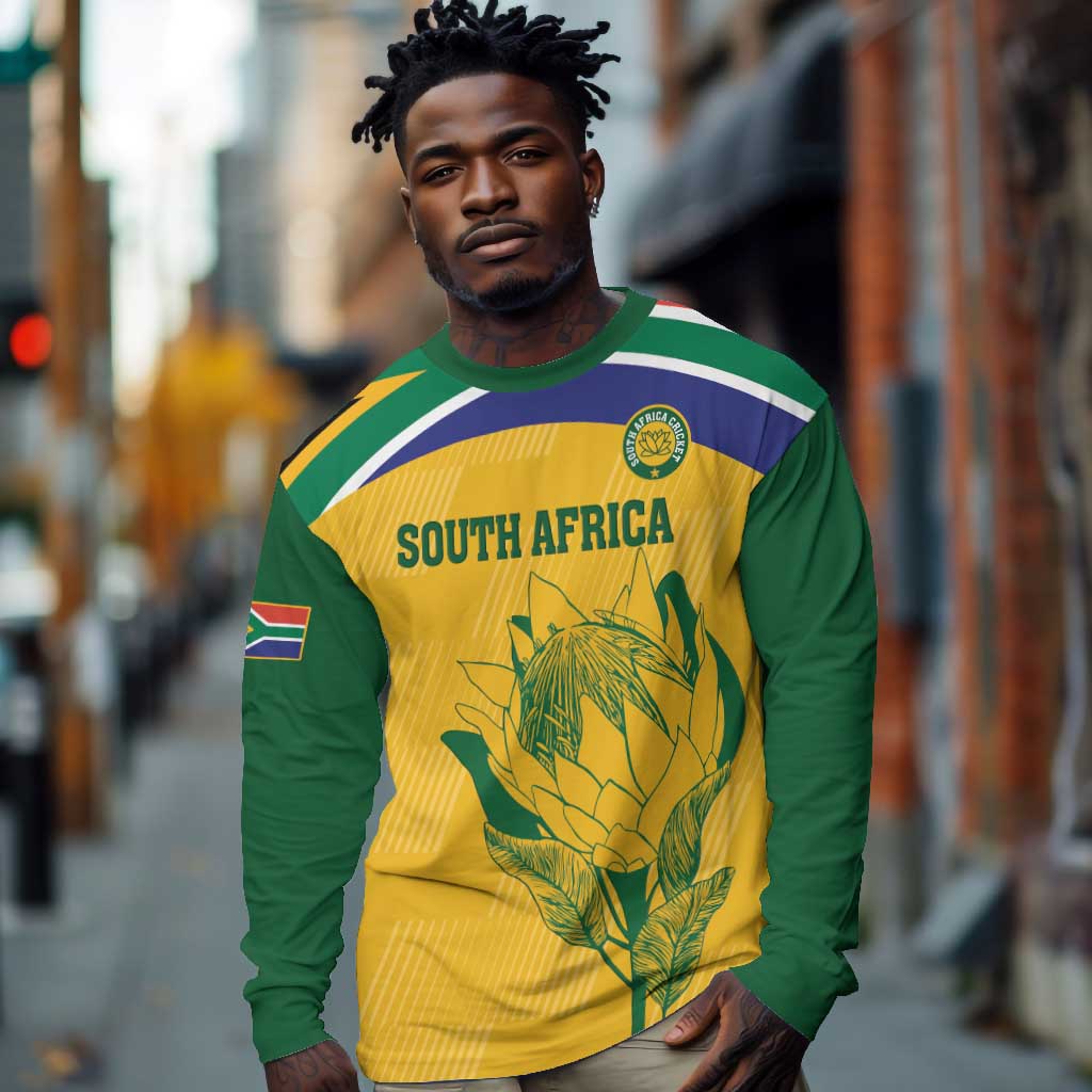Custom South Africa Cricket Long Sleeve Shirt Go Champions World Cup Proteas LT14