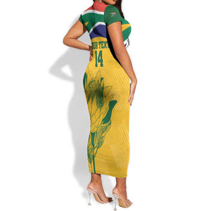 Custom South Africa Cricket Short Sleeve Bodycon Dress Go Champions World Cup Proteas