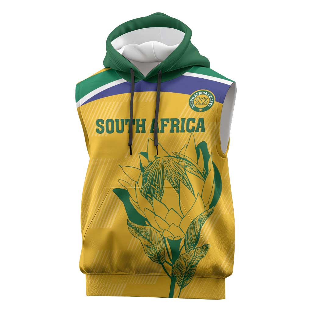 Custom South Africa Cricket Sleeveless Hoodie Go Champions World Cup Proteas - African Pride