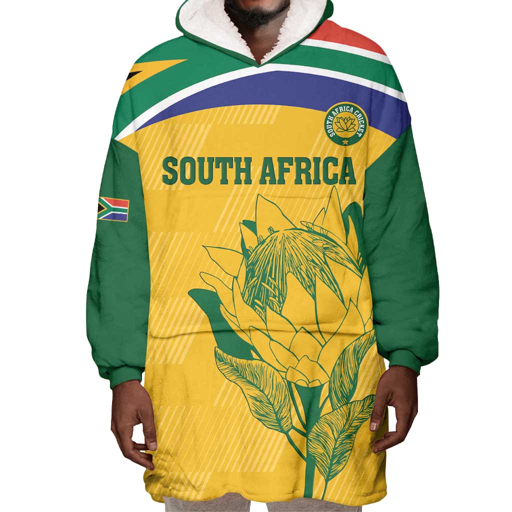 Custom South Africa Cricket Wearable Blanket Hoodie Go Champions World Cup Proteas