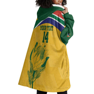 Custom South Africa Cricket Wearable Blanket Hoodie Go Champions World Cup Proteas