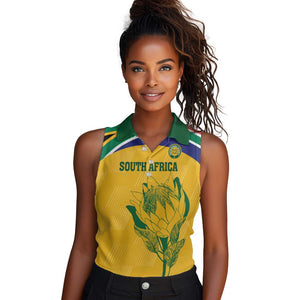 Custom South Africa Cricket Women Sleeveless Polo Shirt Go Champions World Cup Proteas