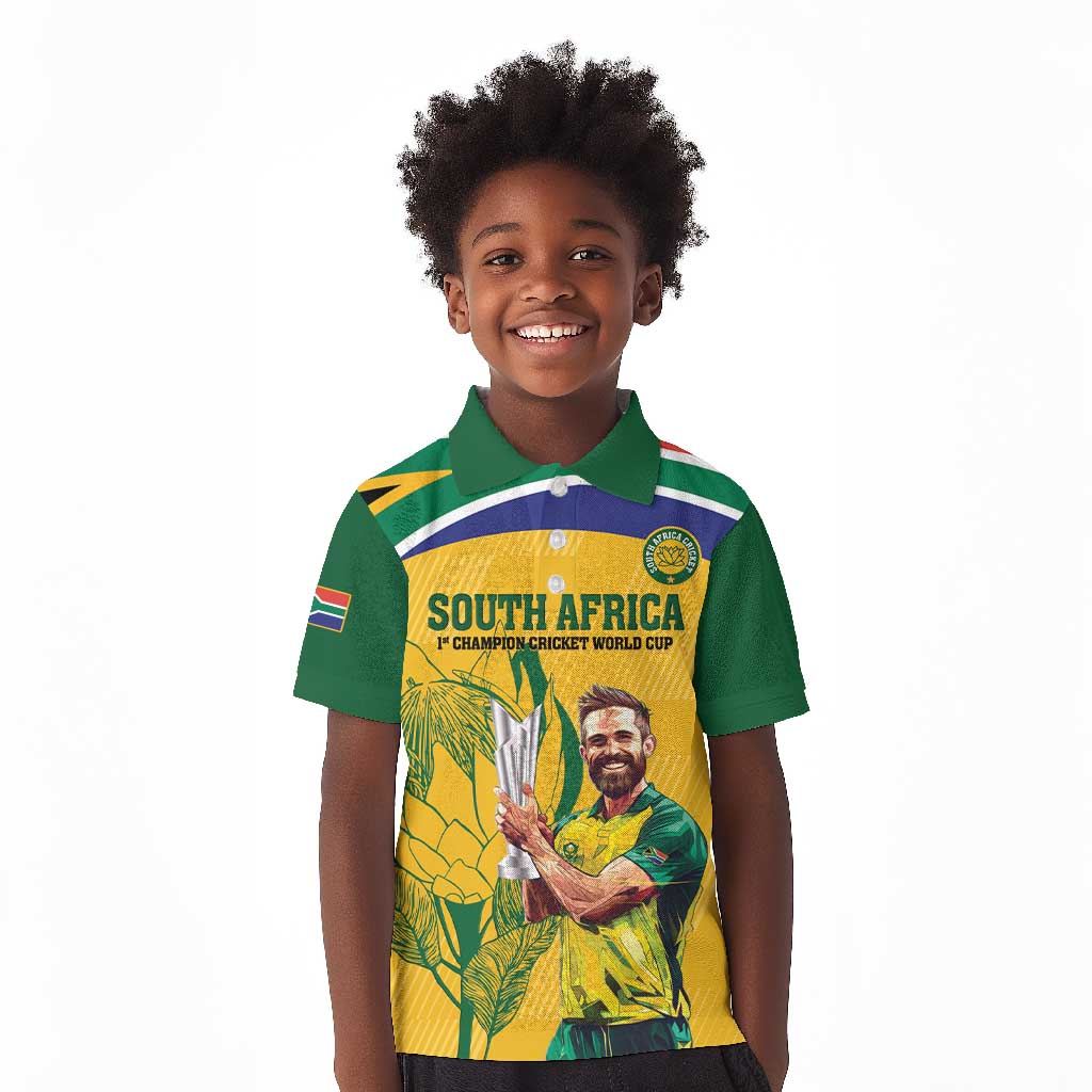 South Africa Cricket Kid Polo Shirt 1st Champions World Cup Proud Of Our Boys