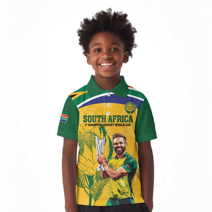 South Africa Cricket Kid Polo Shirt 1st Champions World Cup Proud Of Our Boys