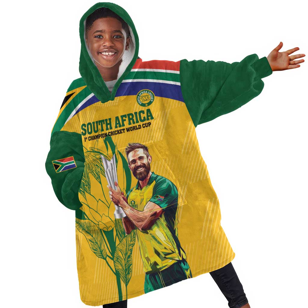 South Africa Cricket KId Wearable Blanket Hoodie 1st Champions World Cup Proud Of Our Boys