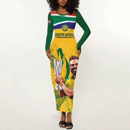 South Africa Cricket Long Sleeve Bodycon Dress 1st Champions World Cup Proud Of Our Boys LT14