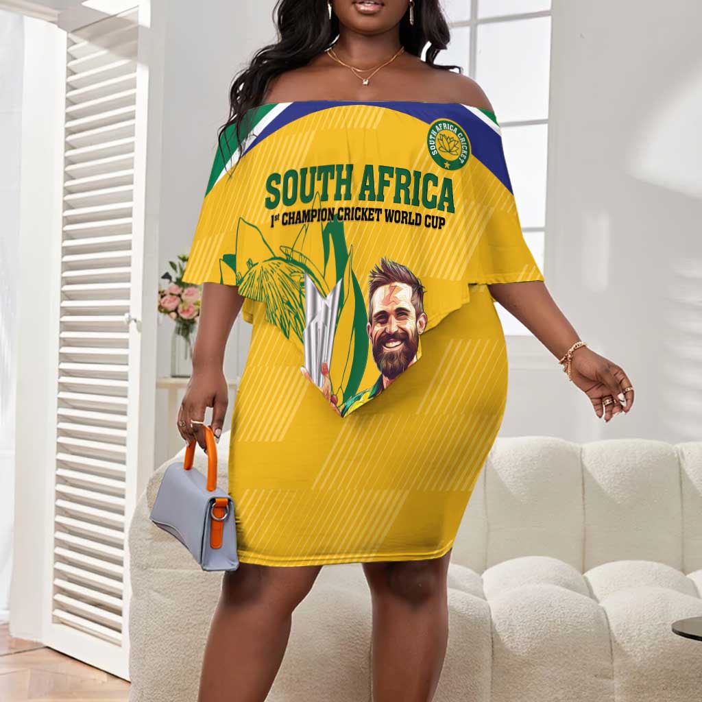 South Africa Cricket Off Shoulder Short Dress 1st Champions World Cup Proud Of Our Boys LT14